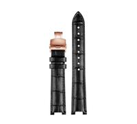 PCCWBCPJC Rindsleder-Uhrenarmband, kompatibel mit Tissot Herren Damen, Kerbleder-Armband, Armbandgröße, Farbe(Black RG folding,18.10mm)