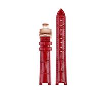 PCCWBCPJC Rindsleder-Uhrenarmband, kompatibel mit Tissot Herren Damen, Kerbleder-Armband, Armbandgröße, Farbe(Red RG folding,20.12mm)