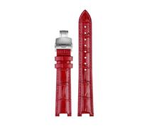 PCCWBCPJC Rindsleder-Uhrenarmband, kompatibel mit Tissot Herren Damen, Kerbleder-Armband, Armbandgröße, Farbe(Red Silver folding,20.11mm)