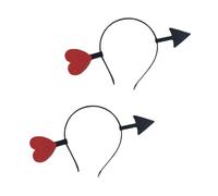 Pchnfei Haarreif mit lustigem Herz für Pfeil, Valentinstag, elastisch, Haarschmuck für Urlaub, Kostüm, Party, Stirnbänder, Schwarz, 2 Stück