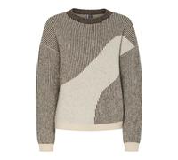 PIECES Loose Fit Strickpullover mit Allover-Muster Modell 'LINNA' in Beige Melange, Größe XS