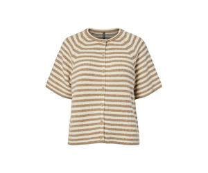 PCMALOU SS O-NECK STRIPE CARDIGAN P M