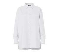 Hemdbluse PIECES "PCMELIA LS LOOSE SHIRT WVN NOOS BC", Damen, Gr. XL, hellweiß, Web, Obermaterial: 55% Polyester, 45% Baumwolle, unifarben, loose fit Po-bedeckend, Blusen Hemdbluse, mit abgerundetem S