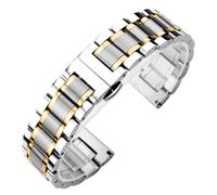 PctkeLsend 18/19/20/21/22/23/24 mm Universal-Uhrenarmband aus Edelstahl for Damen und Herren, passend for die meisten Uhren mit flacher Öffnung(Silver-Gold,22mm)