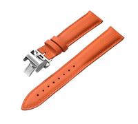 PctkeLsend 18, 19, 20, 22 mm FKM-Gummi + Lederarmband. Passend for die meisten Uhren mit flacher Öffnung.(Orange With Buckle,19mmx18mm)