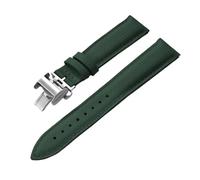 PctkeLsend 18, 19, 20, 22 mm FKM-Gummi + Lederarmband. Passend for die meisten Uhren mit flacher Öffnung.(Green With Buckle,19mmx18mm)