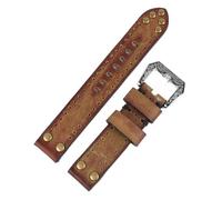 PctkeLsend 18/20/22/24 mm Echtleder-Uhrenarmband mit Nieten und Zierschnalle im Vintage-Stil, passend for die meisten Uhren mit flacher Öffnung(Green,18mm)