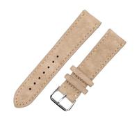 PctkeLsend 18/20/22/24 mm Handgefertigtes Vintage-Uhrenarmband aus Wildleder, passend for die meisten Uhren mit flacher Öffnung(Beige-side wire,24mm)