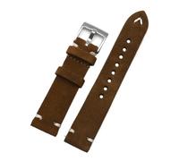 PctkeLsend 18/20/22/24 mm Handgefertigtes Vintage-Uhrenarmband aus Wildleder, passend for die meisten Uhren mit flacher Öffnung(Coffee,22mm)