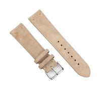 PctkeLsend 18/20/22/24 mm Handgefertigtes Vintage-Uhrenarmband aus Wildleder, passend for die meisten Uhren mit flacher Öffnung(Beige,22mm)