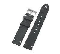 PctkeLsend 18/20/22/24 mm Handgefertigtes Vintage-Uhrenarmband aus Wildleder, passend for die meisten Uhren mit flacher Öffnung(Dark gray,20mm)