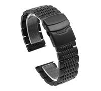 PctkeLsend 18/20/22/24 mm Taucherarmband aus massivem Edelstahlgewebe mit Faltschließe, passend for die meisten Uhren mit flacher Öffnung(Black,18mm)