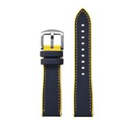 PctkeLsend 18/20/22/24 mm weiches Hybrid-Fluorkautschuk-Schnellverschluss-Uhrenarmband, passend for die meisten wasserdichten Uhren(Blue Yellow 1,24mm)