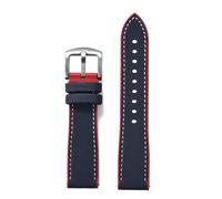PctkeLsend 18/20/22/24 mm weiches Hybrid-Fluorkautschuk-Schnellverschluss-Uhrenarmband, passend for die meisten wasserdichten Uhren(Blue Red 1,22mm)