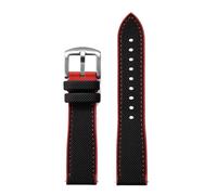 PctkeLsend 18/20/22/24 mm weiches Hybrid-Fluorkautschuk-Schnellverschluss-Uhrenarmband, passend for die meisten wasserdichten Uhren(Black red 1,18mm)