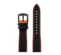 PctkeLsend 18/20/22/24 mm weiches Hybrid-Fluorkautschuk-Schnellverschluss-Uhrenarmband, passend for die meisten wasserdichten Uhren(Black orange 2,24mm)