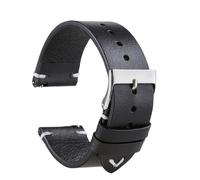 PctkeLsend 18/20/22 mm handgefertigte Retro-Armbänder aus echtem Leder mit Ölwachs-Verschluss und Schnellverschluss, passend for die meisten Uhren mit flacher Öffnung.(Black,20mm)