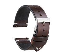 PctkeLsend 18/20/22 mm handgefertigte Retro-Armbänder aus echtem Leder mit Ölwachs-Verschluss und Schnellverschluss, passend for die meisten Uhren mit flacher Öffnung.(Dark brown,22mm)