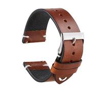PctkeLsend 18/20/22 mm handgefertigte Retro-Armbänder aus echtem Leder mit Ölwachs-Verschluss und Schnellverschluss, passend for die meisten Uhren mit flacher Öffnung.(Light brown,18mm)