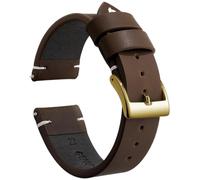 PctkeLsend 18/20/22 mm Herren-Damen-Vintage-Lederarmband mit Edelstahlschnalle, passend for die meisten Uhren mit flachem Mund(Dark Brown 3,20mm)