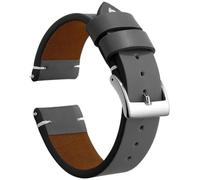 PctkeLsend 18/20/22 mm Herren-Damen-Vintage-Lederarmband mit Edelstahlschnalle, passend for die meisten Uhren mit flachem Mund(Grey 1,22mm)