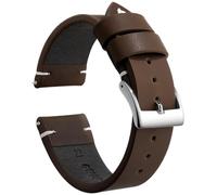 PctkeLsend 18/20/22 mm Herren-Damen-Vintage-Lederarmband mit Edelstahlschnalle, passend for die meisten Uhren mit flachem Mund(Dark Brown 1,18mm)