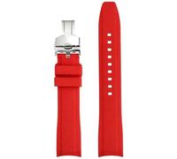 PctkeLsend 18//20/22 mm Silikonarmband mit gebogenem Ende und Schmetterlingsschnalle, passend for Tissot 1853(Red02,18mm)