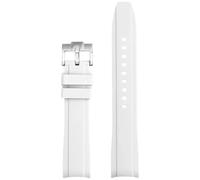 PctkeLsend 18//20/22 mm Silikonarmband mit gebogenem Ende und Schmetterlingsschnalle, passend for Tissot 1853(White,20mm)