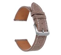 PctkeLsend 18/20/22 mm Vintage-Denim-Lederarmband mit Ziernähten, universellem Schnellverschluss, passend for die meisten Uhren mit flacher Öffnung(Brown-silver,20mm)