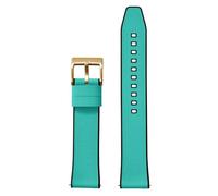 PctkeLsend 18-22 mm breites Uhrenarmband aus Segeltuch, FKM-Kautschuk und Schnellverschluss, passend for Universaluhren mit flachem Ende(Black Cyan 3,18mm)