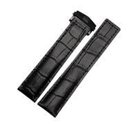 PctkeLsend 19/20/22m Herren-Uhrenarmband aus echtem Leder mit Edelstahl-Faltschließe, passend for TAG Heuer(Black black buckle,19mm)