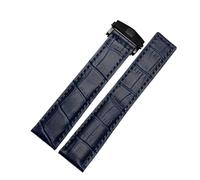 PctkeLsend 19/20/22m Herren-Uhrenarmband aus echtem Leder mit Edelstahl-Faltschließe, passend for TAG Heuer(Blue black buckle,20mm)