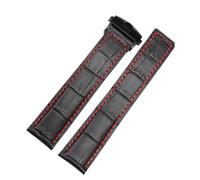 PctkeLsend 19/20/22m Herren-Uhrenarmband aus echtem Leder mit Edelstahl-Faltschließe, passend for TAG Heuer(Black red black,20mm)