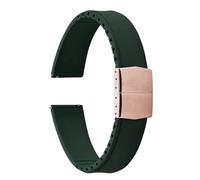 PctkeLsend 19-22 mm breites, kürzbares, wasserdichtes Uhrenarmband mit Schmetterlingsschließe und Schnellverschluss aus Gummi, passend for die meisten Uhren mit flacher Öffnung.(Green Rose Gold,19mm)
