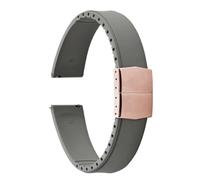 PctkeLsend 19-22 mm breites, kürzbares, wasserdichtes Uhrenarmband mit Schmetterlingsschließe und Schnellverschluss aus Gummi, passend for die meisten Uhren mit flacher Öffnung.(Grey Rose Gold,21mm)