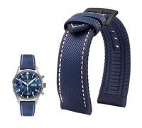 PctkeLsend 19-24 mm wasserdichtes Uhrenarmband aus Canvas und Nylonkautschuk for Herren, passend for Breitling/Omega/IWC/Citizen/TUDOR/Hamilton(Blue White BlackA,20mm)