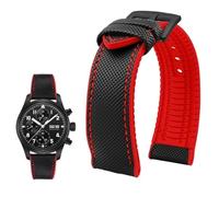 PctkeLsend 19-24 mm wasserdichtes Uhrenarmband aus Canvas und Nylonkautschuk for Herren, passend for Breitling/Omega/IWC/Citizen/TUDOR/Hamilton(Black red Black A,19mm)