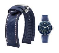 PctkeLsend 19-24 mm wasserdichtes Uhrenarmband aus Canvas und Nylonkautschuk for Herren, passend for Breitling/Omega/IWC/Citizen/TUDOR/Hamilton(Blue White silver B,20mm)
