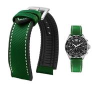 PctkeLsend 19-24 mm wasserdichtes Uhrenarmband aus Canvas und Nylonkautschuk for Herren, passend for Breitling/Omega/IWC/Citizen/TUDOR/Hamilton(Green White silver A,23mm)