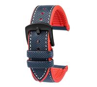 PctkeLsend 19-24 mm wasserdichtes Uhrenarmband aus Canvas und Nylonkautschuk for Herren, passend for Breitling/Omega/IWC/Citizen/TUDOR/Hamilton(Blue White red Bk A,24mm)
