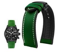 PctkeLsend 19-24 mm wasserdichtes Uhrenarmband aus Canvas und Nylonkautschuk for Herren, passend for Breitling/Omega/IWC/Citizen/TUDOR/Hamilton(Green White BlackB,24mm)