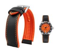 PctkeLsend 19-24 mm wasserdichtes Uhrenarmband aus Canvas und Nylonkautschuk for Herren, passend for Breitling/Omega/IWC/Citizen/TUDOR/Hamilton(Black Orange silverA,21mm)