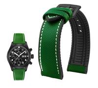 PctkeLsend 19-24 mm wasserdichtes Uhrenarmband aus Canvas und Nylonkautschuk for Herren, passend for Breitling/Omega/IWC/Citizen/TUDOR/Hamilton(Green White BlackA,20mm)