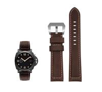 PctkeLsend 20/22/24 mm handgefertigtes Crazy Horse Leder 140+90 XL verlängertes Uhrenarmband passend for Panerai/DIESEL(Brown silver clasp,22mm)