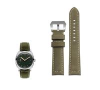 PctkeLsend 20/22/24 mm handgefertigtes Crazy Horse Leder 140+90 XL verlängertes Uhrenarmband passend for Panerai/DIESEL(Green silver clasp,20mm)
