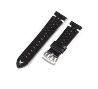 PctkeLsend 22/22 mm handgenähtes Vintage-Uhrenarmband aus geöltem und gewachstem Rindsleder mit Schnellverschluss, passend for die meisten Uhren mit flacher Öffnung(Black,20MM_BLACK BUCKLE)
