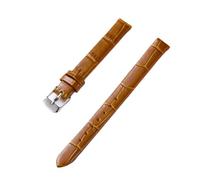 PctkeLsend Das 10-20 mm breite Damenarmband aus echtem Leder mit Bambusstreifen ist for die meisten Armbänder mit flacher Öffnung geeignet.(Light brown-silver,16mm)