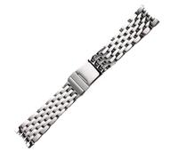 PctkeLsend Neu 7 Perlen 22mm 24mm Poliertes Silber Massiv Edelstahl Armband passend for Breitling Navitimer Uhrenarmband(24mm)