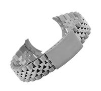 PctkeLsend Uhrenarmband aus Metall mit gebogenem Ende, passend for Rolex DATEJUST Jubilee, Edelstahlarmband, Zubehör, 18 mm/19 mm/20 mm/21 mm Gürtel(Silver,20mm)