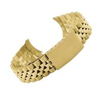 PctkeLsend Uhrenarmband aus Metall mit gebogenem Ende, passend for Rolex DATEJUST Jubilee, Edelstahlarmband, Zubehör, 18 mm/19 mm/20 mm/21 mm Gürtel(Gold,18mm)